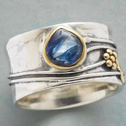 Silver Ring with Sapphire Blue Crystal