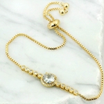 Gold and Diamond Crystal Adjustable Bolero Bracelet