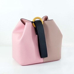 Vegan Leather Bucket Bag in Pink