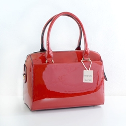 Vegan Leather Handbag in Red Patent