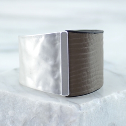 Grey Leather Cuff Bracelet