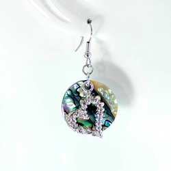 Abalone and Silver Heart Earrings