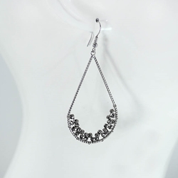 Oval Twisted Silver Earring with Silver Beads