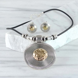 Gold and Silver Medallion Necklace with Matching Earrings
