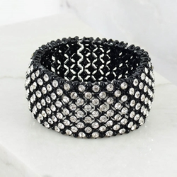 New York Custom Black with Clear Crystal Bracelet