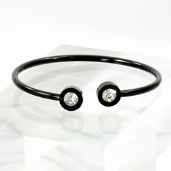 Black and Crystal Stainless Steel Bracelet