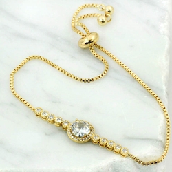 Gold and Diamond Crystal Adjustable Bolero Bracelet