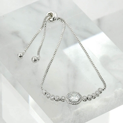 Silver and Diamond Crystal Adjustable Bolero Bracelet