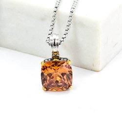 Amber CZ Crystal in Filagree Cage