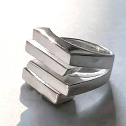 Industrial Chic Zigzag Ring in Gunmetal Silver