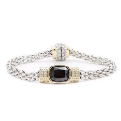 Gold and Silver Rope Bracelet with Black Diamond CZ