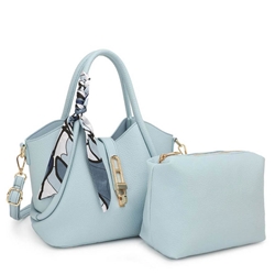 Pastel Blue Scarf Handbag with Bonus Inner Bag