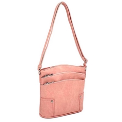 Shell Pink Crossbody Zipper Handbag