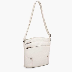 White Crossbody Zipper Handbag