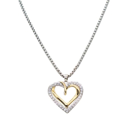 Silver and Gold Entwined Hearts Necklace