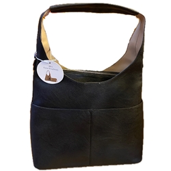 Black Leather Luxury Handbag/Crossbody with Bonus Inner Bag