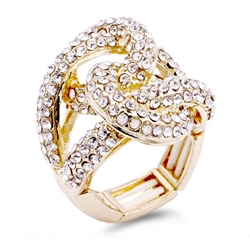 Gold with Interwined Loops of Diamond Crystal CZs  Cocktail Ring
