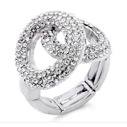 Silver with Two Loops of Diamond CZ Crystals