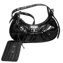 Black Vegan Patent Leather Crossbody Handbag