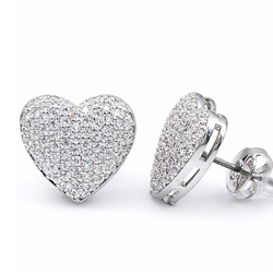 Sparkling Heart Shaped CZ Crystal Earrings