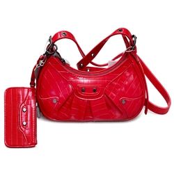 Red Vegan Patent Crossbody Handbag