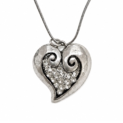 Antique Inspired Silver Pendant with Crystal CZs