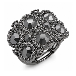 Gunmetal Crystal Statement Ring
