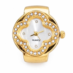 Luxury Diamond-Cut  CZ Ring Watch - Gold