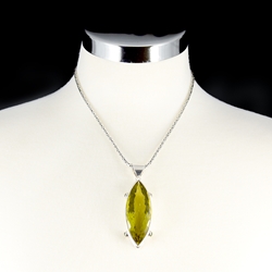 Citrine Oval Pendant Sterling Silver Necklace