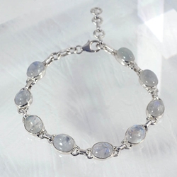Oval Moonstone Sterling Silver Bracelet