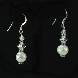 Sterling Silver with White Swarovski Pearl & Crystal Earrings