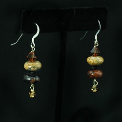Swarovski Brown Crystal with Porcelain Beads & Sterling Silver Earrings