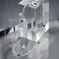 Italian Sterling Silver Swarovski Crystal Mesh Necklace