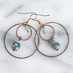 Sedona Copper Hoops with Turquoise Beads