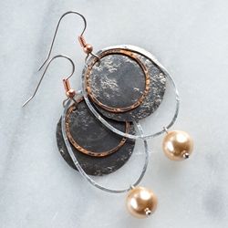 Sedona Silver & Copper with Gold Pearl Earrings