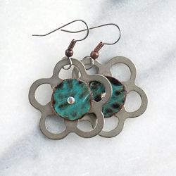 Sedona Silver Flower with Turquoise Leather Earrings