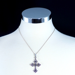 Amethyst Cross Set in Sterling Silver Necklace