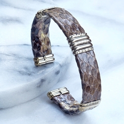 Brown Snakeskin Leather Cuff Bracelet