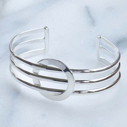 German Silver Circle Accent Cuff Bracelet