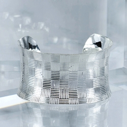 German Silver Concave Crosshatch Cuff