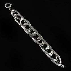 Silver Oval Etched Chains Bracelet