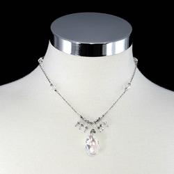 Swarovski Crystals & Teardrop Pendant on Sterling Silver Chain Necklace