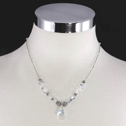 Swarovski Crystal Pendant with Crystal & Silver Beads on Sterling Silver  Necklace