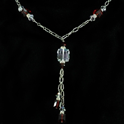 Red & Clear Swarovski Crystals Sterling Silver Necklace