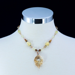 Dazzling Swarovski Crystal Leaf Pendant Necklace