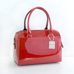 Vegan Leather Handbag in Red Patent