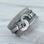 Grey Leather and Metal Bracelet
