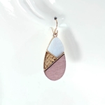 Pink and White Mixed Media Earrings with Raffia