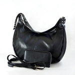 Black Vegan Leather Hobo Handbag with Matching Wallet