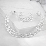 Silver Braided Choker Necklace with Matching Bracelet